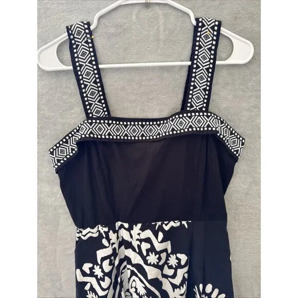 Women's Black & White Sun Dress | Resort Vacay Floral Medallion Print | … - Picture 12 of 16